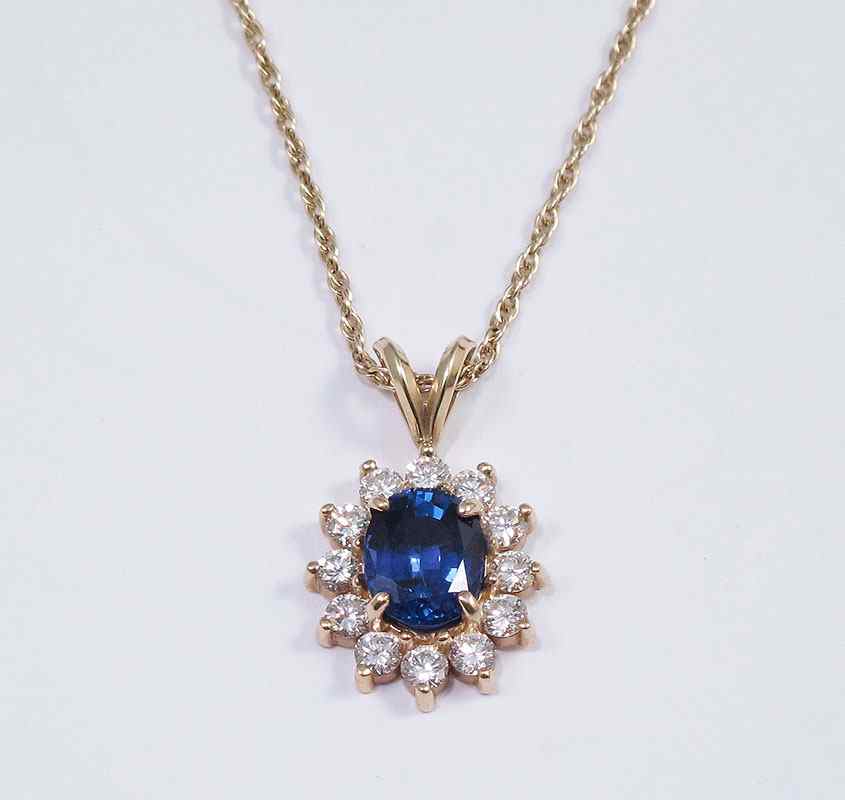 Appraisal: K GOLD CT TANZANITE CT DIAMOND PENDANT NECKLACE K yellow