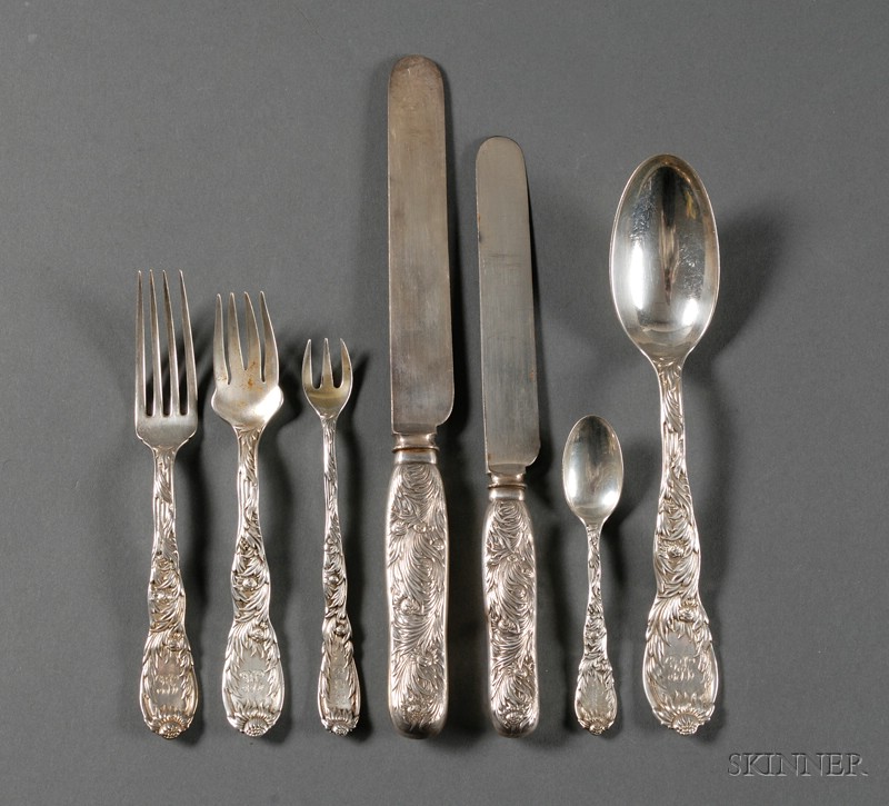 Appraisal: Partial Tiffany Co Sterling Chrysanthemum Pattern Flatware Service - comprising