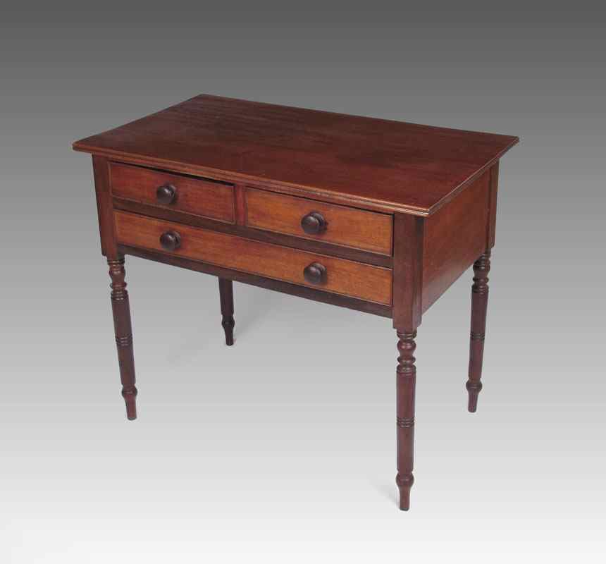 Appraisal: TH CENTURY MAHOGANY DRAWER WORK TABLE half drawers over full