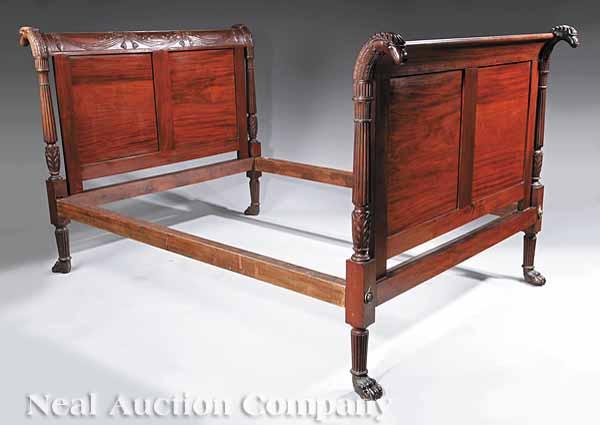 Appraisal: An American Classical Carved Mahogany Bed th c New York