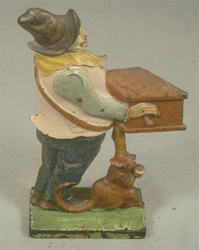 Appraisal: Cast iron doorstop two-sided organ grinder with monkey chipping throughout