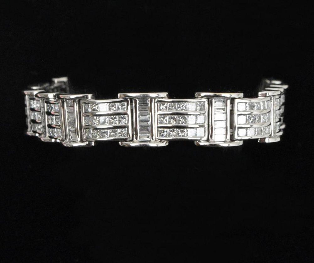 Appraisal: K Gold Diamond Bracelet with round and baguette diamonds dwt