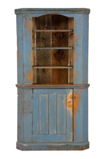 Appraisal: American Rustic Blue Corner Cabinet American mid to late th