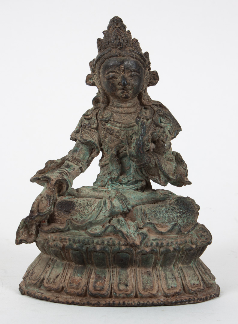 Appraisal: Indian bronze Bodhisattva th century or earlier figure seated on