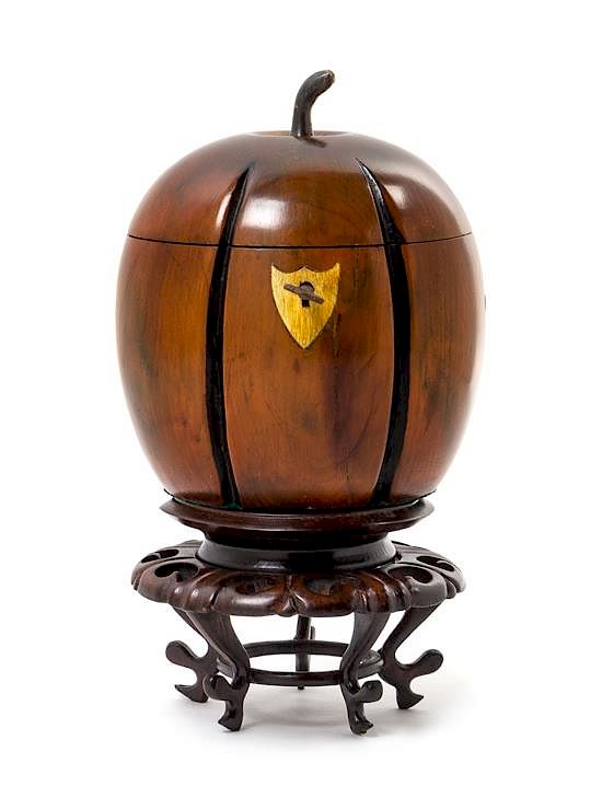 Appraisal: A George III Fruitwood Melon-Form Tea Caddy Height of tea