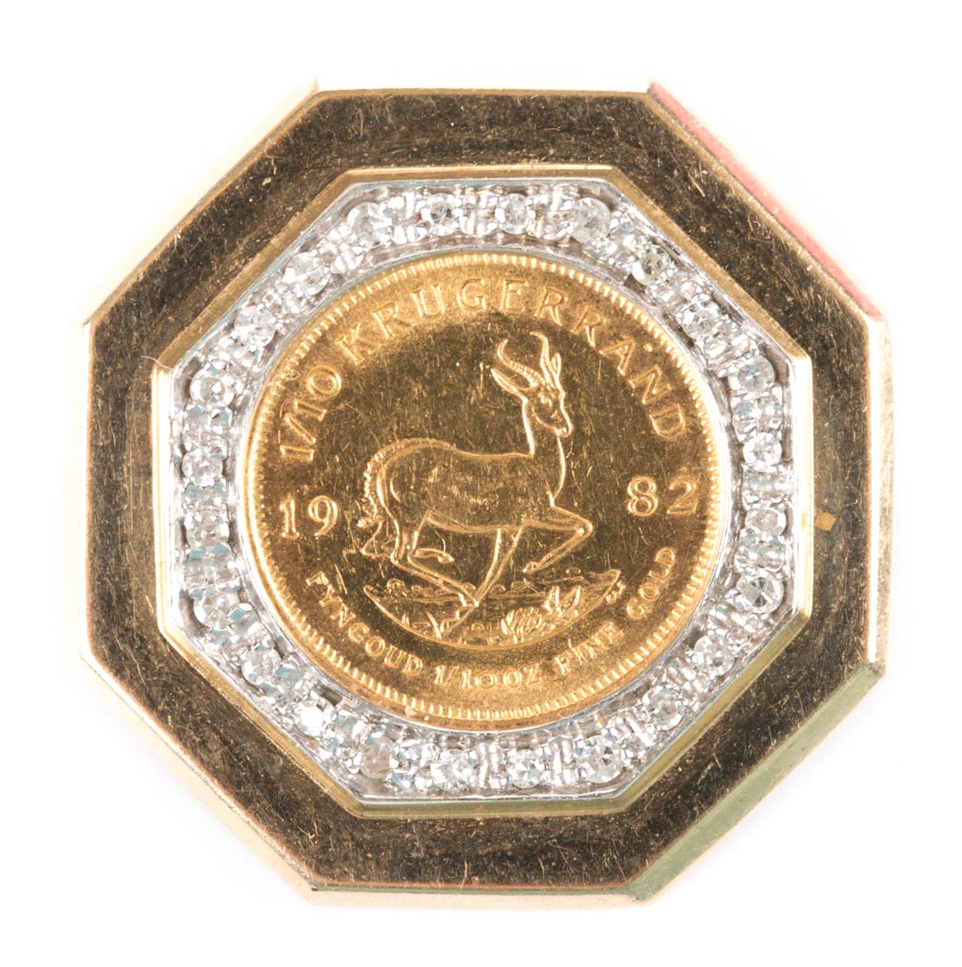 Appraisal: A South African Krugerrand Gold Coin Pendant a Krugerrand gold