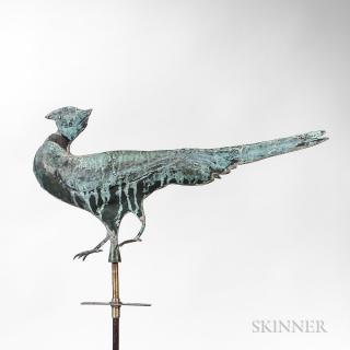 Appraisal: Sheet Copper Ring-necked Pheasant Weathervane America late th century flattened