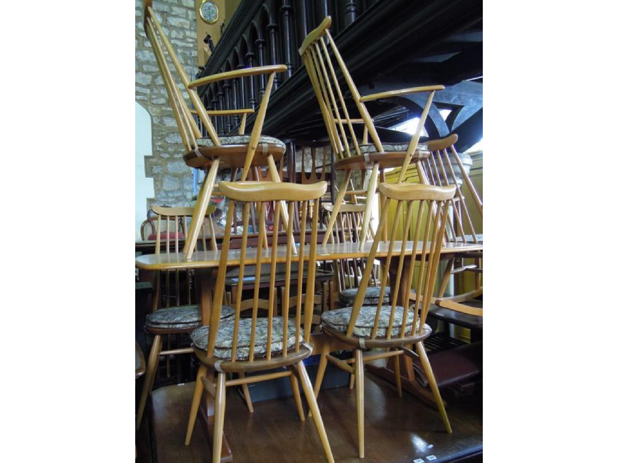 Appraisal: A set of six Ercol light elm and beechwood stick