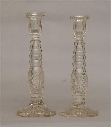 Appraisal: Pair of Cut-Glass Candlesticks