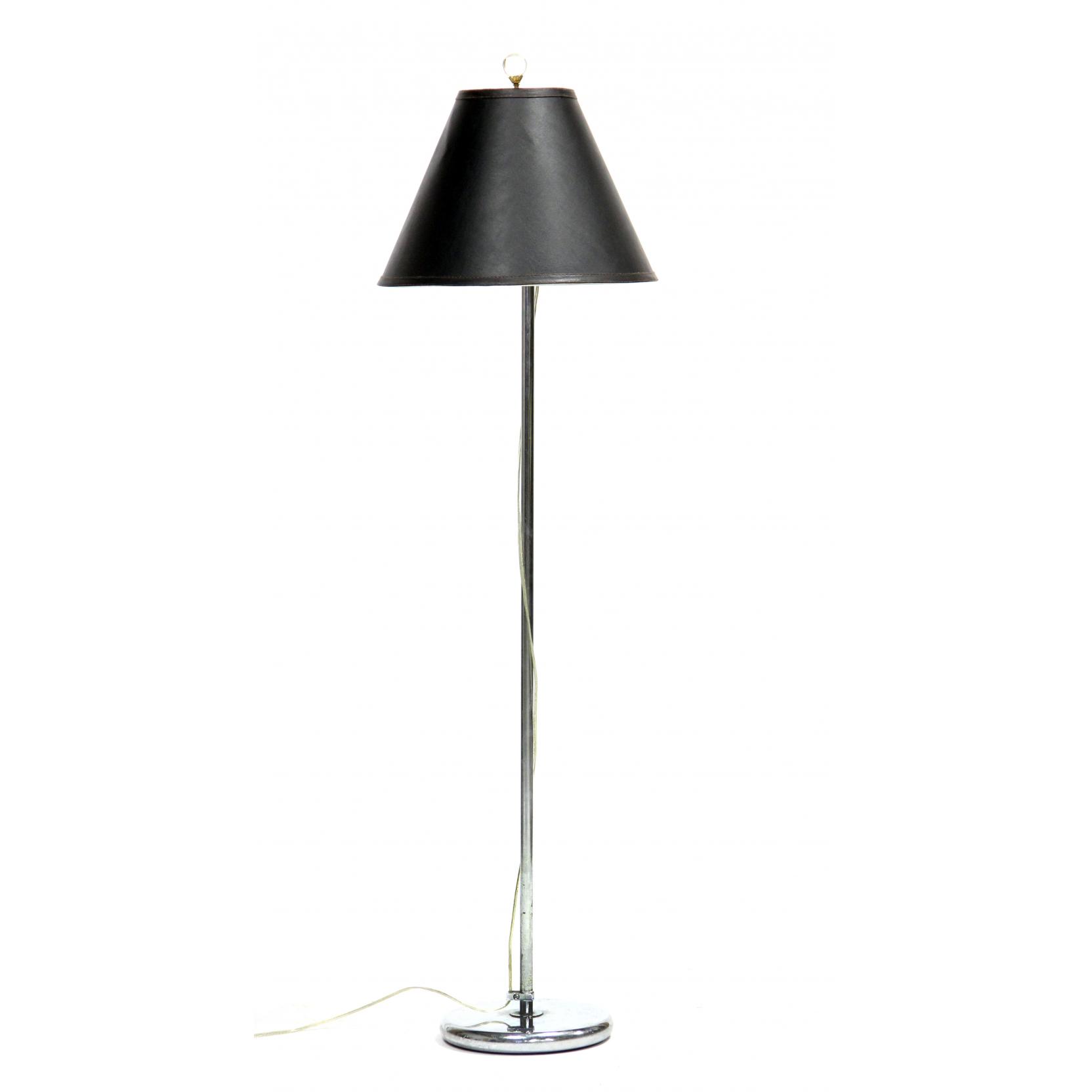 Appraisal: Modernist Chrome Floor Lamp s chrome plated metal weighted base