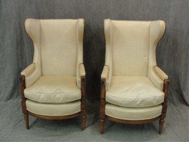 Appraisal: Pair of Empire Style Wing Back Upholstered Chairs From a