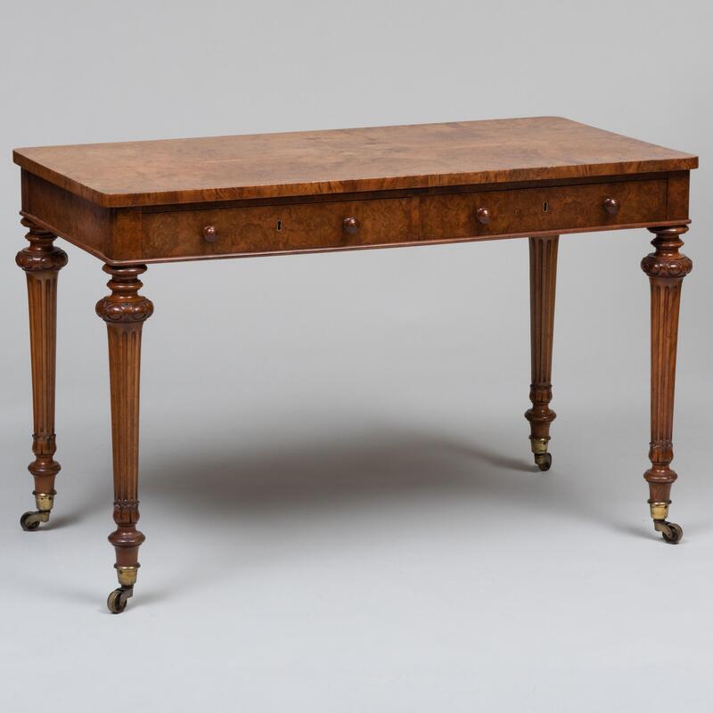 Appraisal: Early Victorian Figured Walnut Library Table x x in Condition