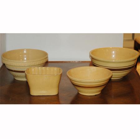 Appraisal: Group of Six Yellow Glazed Pottery Mixing Bowls Estimate -