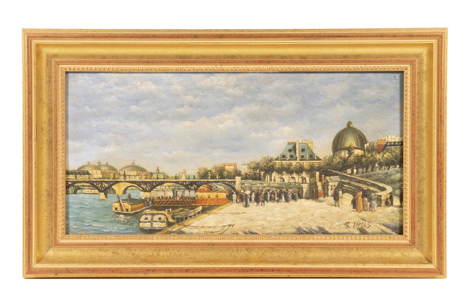 Appraisal: RENE JAMES FRANCE - Paris oil on mitered mahogany panel