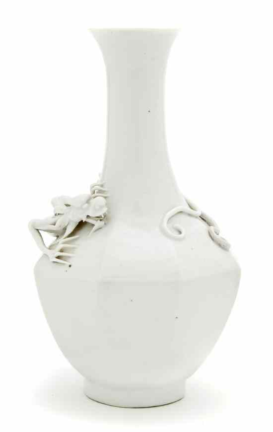 Appraisal: A Chinese Porcelain Vase of bottle form having applied decoration