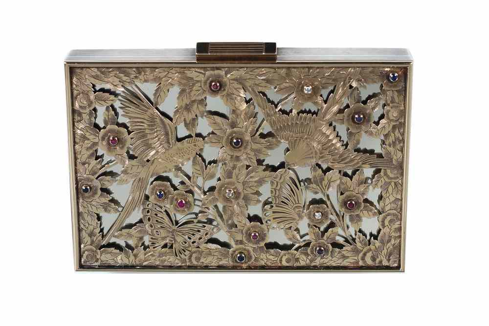 Appraisal: VANITY CASE - A fine rare K gold and gem