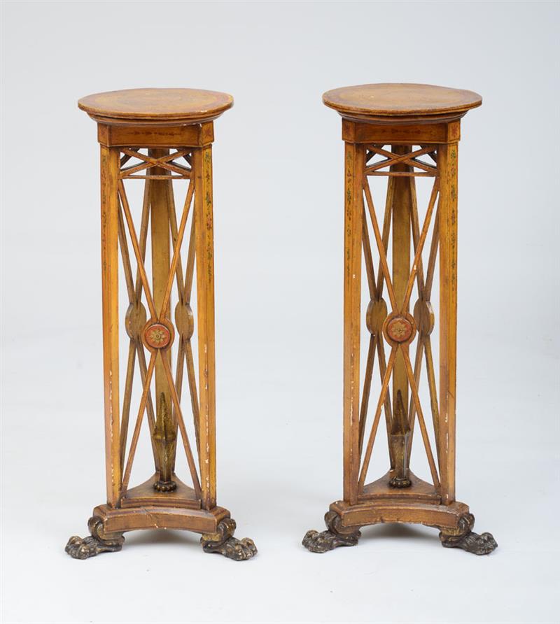 Appraisal: PAIR OF GEORGE IV PAINTED TORCH RES Each with a