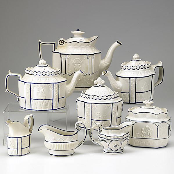 Appraisal: EIGHT PIECES OF PARIANThree teapots two covered sugar bowls and