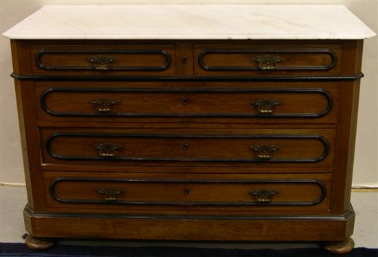 Appraisal: Late th C chest with white marble top applied molding