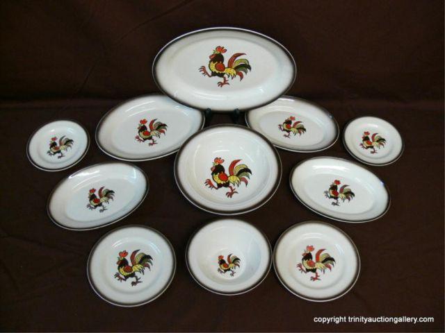 Appraisal: Red Rooster Pc Dinnerware Set Metlox Poppytrail - by Metlox