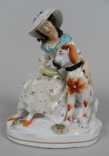 Appraisal: Staffordshire figurine Staffordshire figurine- Woman and Dog some crazing and