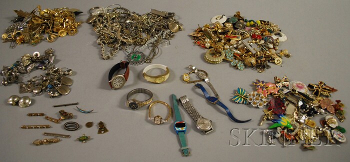 Appraisal: Large Group of Assorted Costume Jewelry including wristwatches earrings brooches