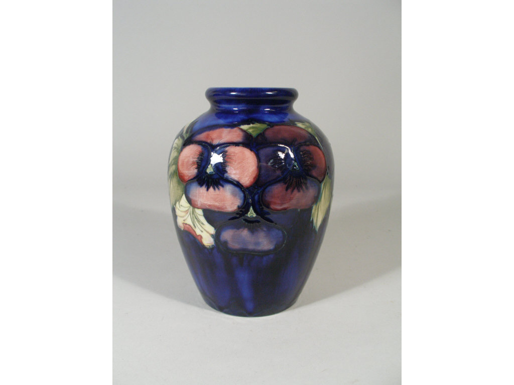 Appraisal: Moorcroft Pansy Vase c signed by William Moorcroft in a