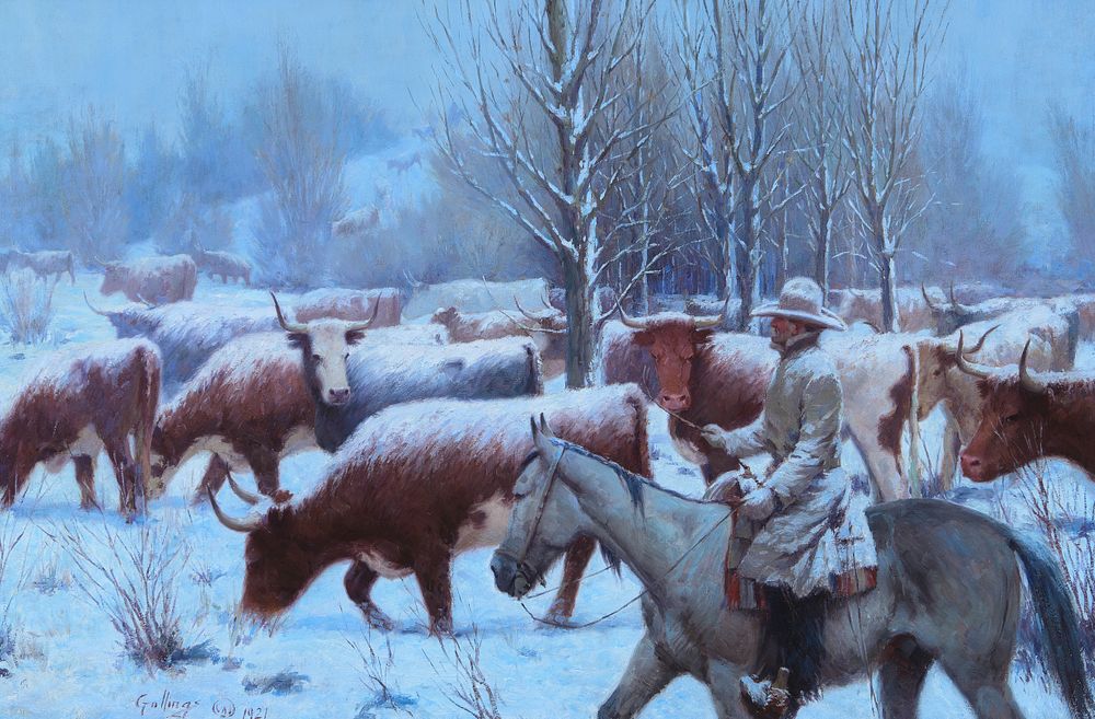 Appraisal: E William Gollings Cattle Drive E William Gollings Cattle Drive