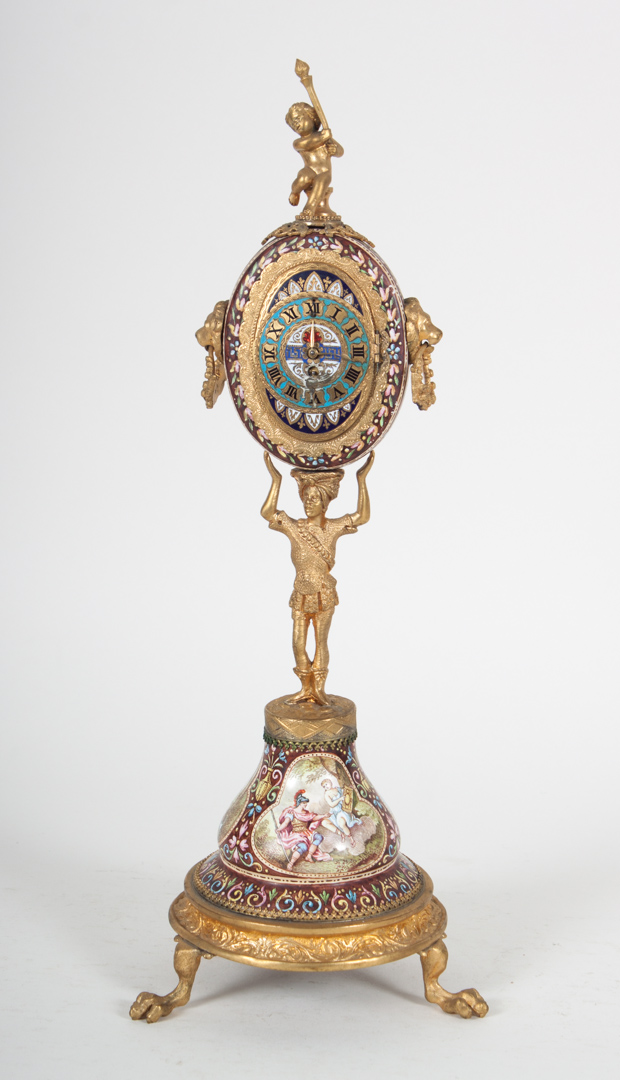 Appraisal: Continental enamel and gilt-metal clock early th century French or