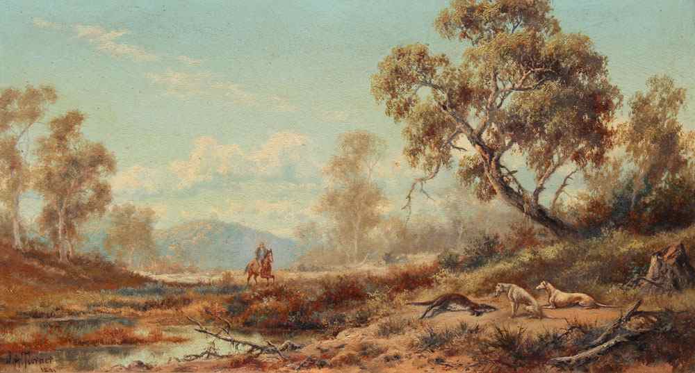 Appraisal: TURNER James Alfred Australian - ''The Finish'' depicting hunting dogs