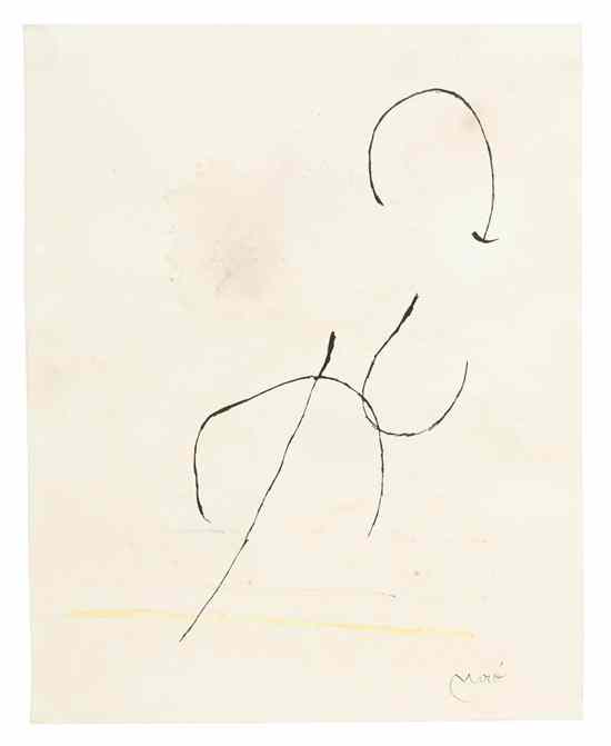 Appraisal: Joan Miro Spanish - Sans titre watercolor ink and wax