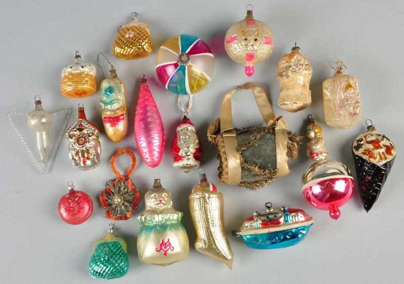 Appraisal: Lot of Glass Figural Christmas Ornaments Description