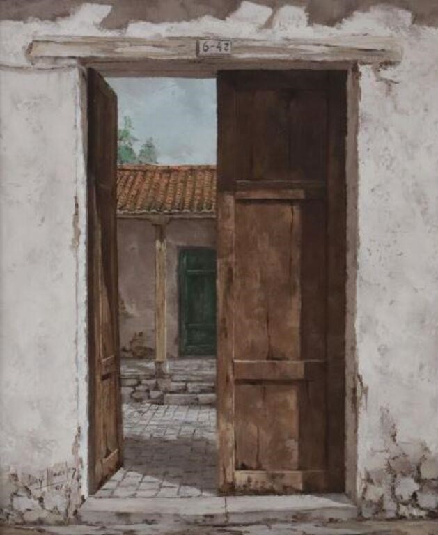 Appraisal: Framed oil on canvas painting Open Doorway signed lower left