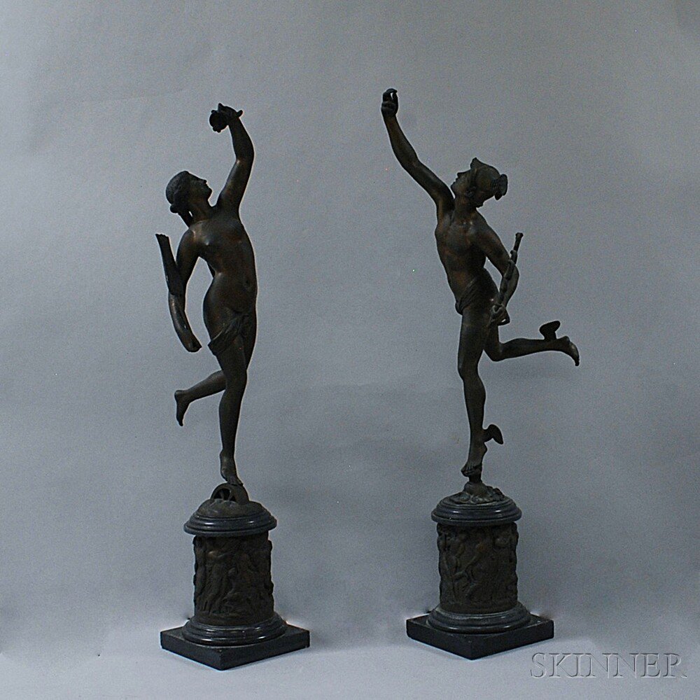 Appraisal: Two Grand Tour Cast Metal Sculptures th century depicting Hermes