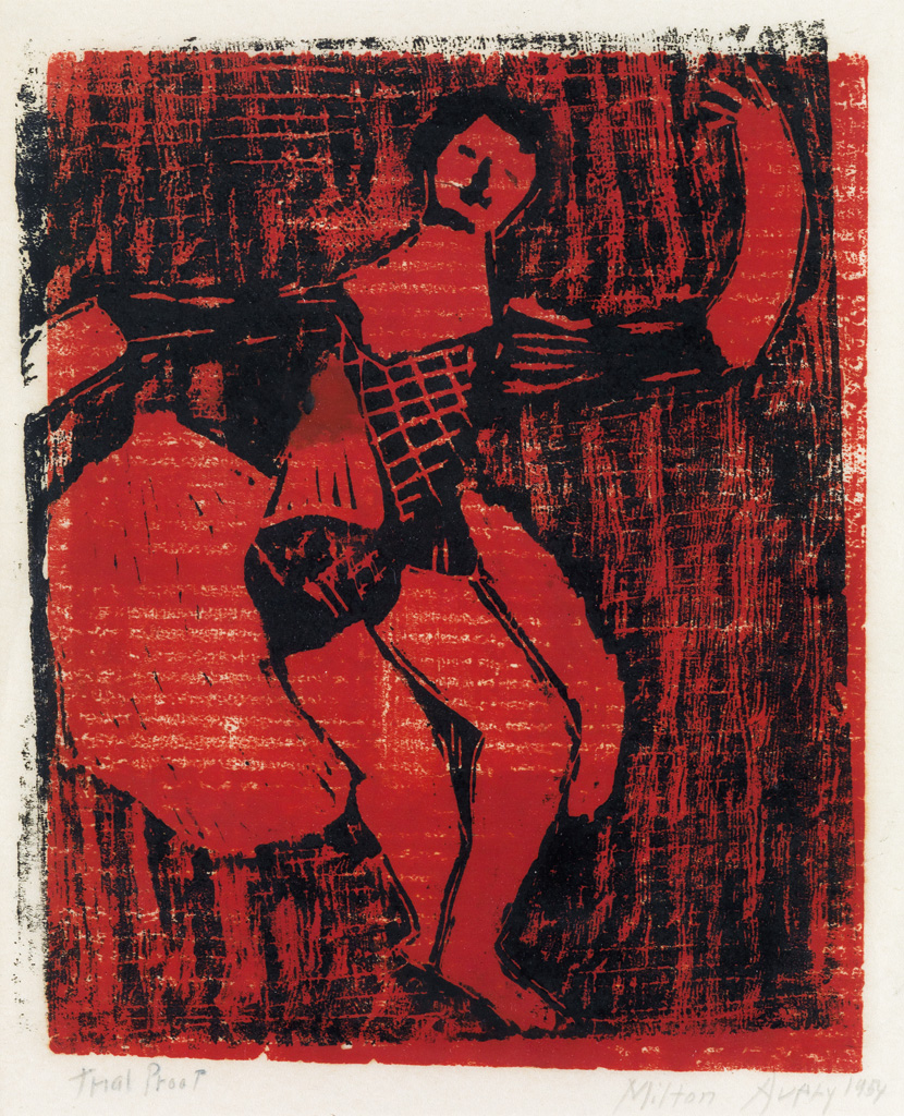 Appraisal: MILTON AVERY Dancer Color woodcut printed in red and black