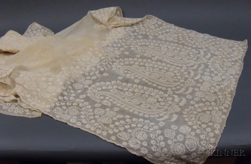 Appraisal: th Century Embroidery and Cutwork Embellished Table Cover with paisley