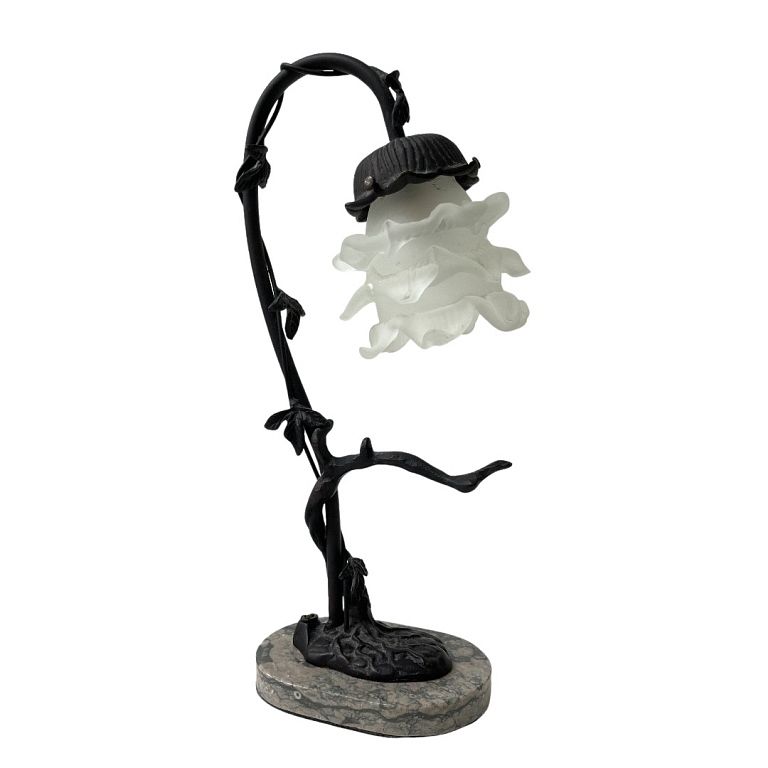 Appraisal: Bronze Art Glass Lamp Bronze Art Glass Lamp Measures inches