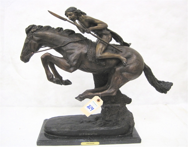 Appraisal: AFTER FREDERIC SACKRIDER REMINGTON American - Cheyenne patinated bronze sculpture