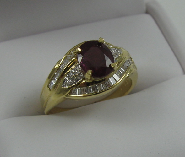 Appraisal: RUBY DIAMOND AND FOURTEEN KARAT GOLD RING centered and prong