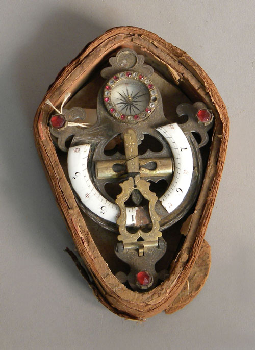 Appraisal: Jeweled Russian surveyor's compass th c with remains of a