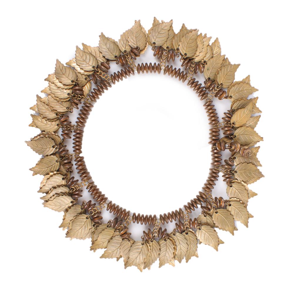 Appraisal: MIRIAM HASKELL BEADED CHOKER NECKLACE WITH EMBOSSED GOLD TONE DANGLING