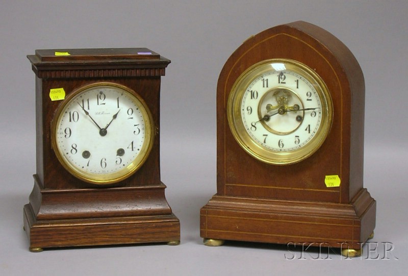 Appraisal: Two Mahogany Connecticut Mantel Clocks Seth Thomas and Waterbury Clock