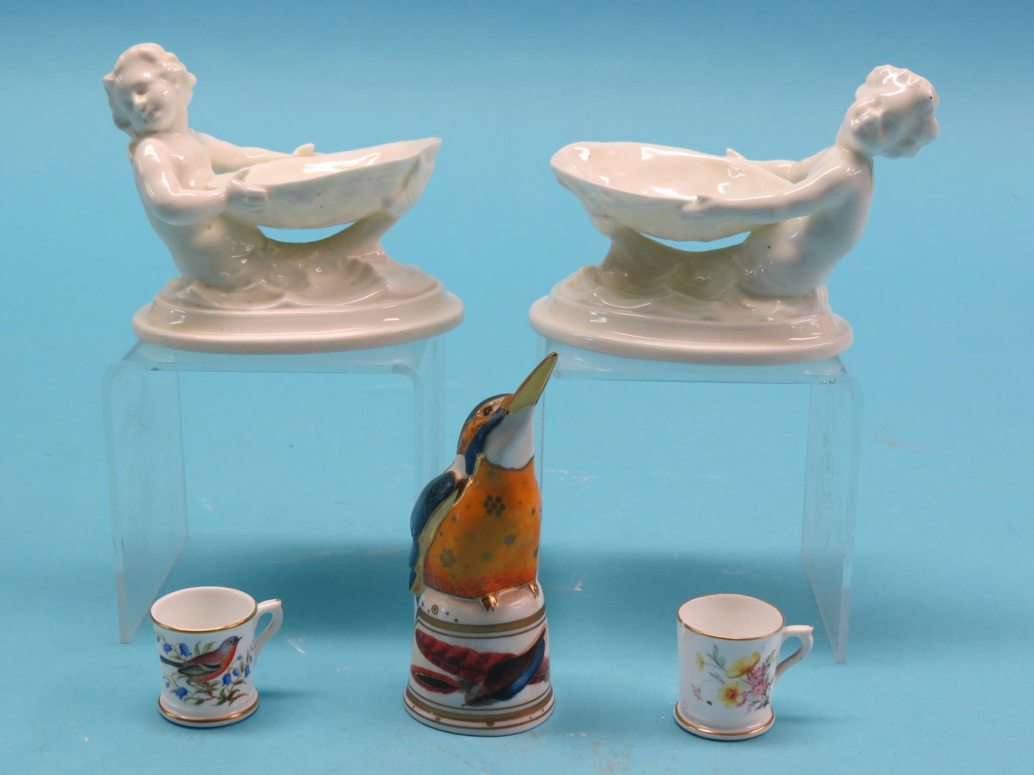 Appraisal: A pair of Royal Worcester figural salts mermaid and shell-form