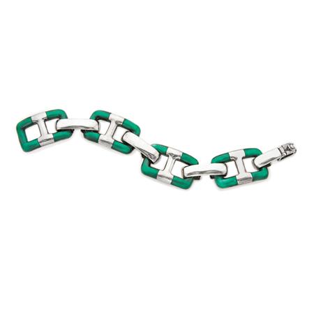 Appraisal: Italian Enameled Silver Link Bracelet Estimate -