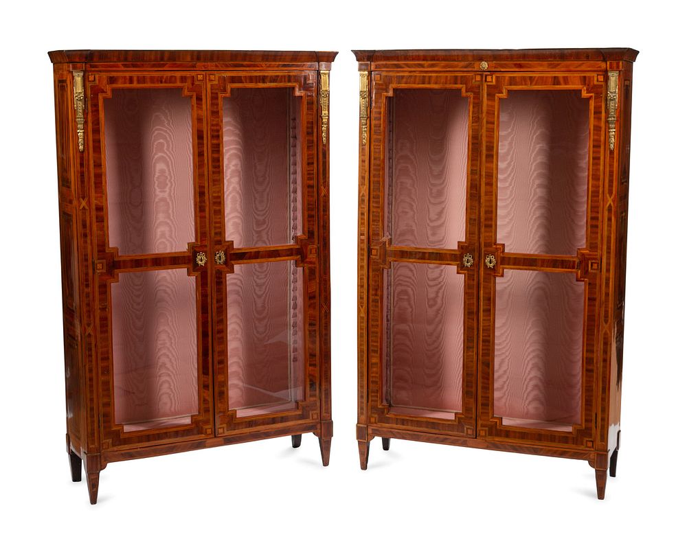 Appraisal: A Pair of Louis XVI Gilt Bronze Mounted Parquetry Bibliotheques