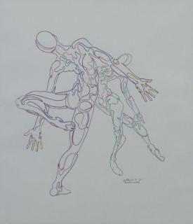 Appraisal: AZOULAY Guillaume Colored Pencil on Paper Two Figures Signed and