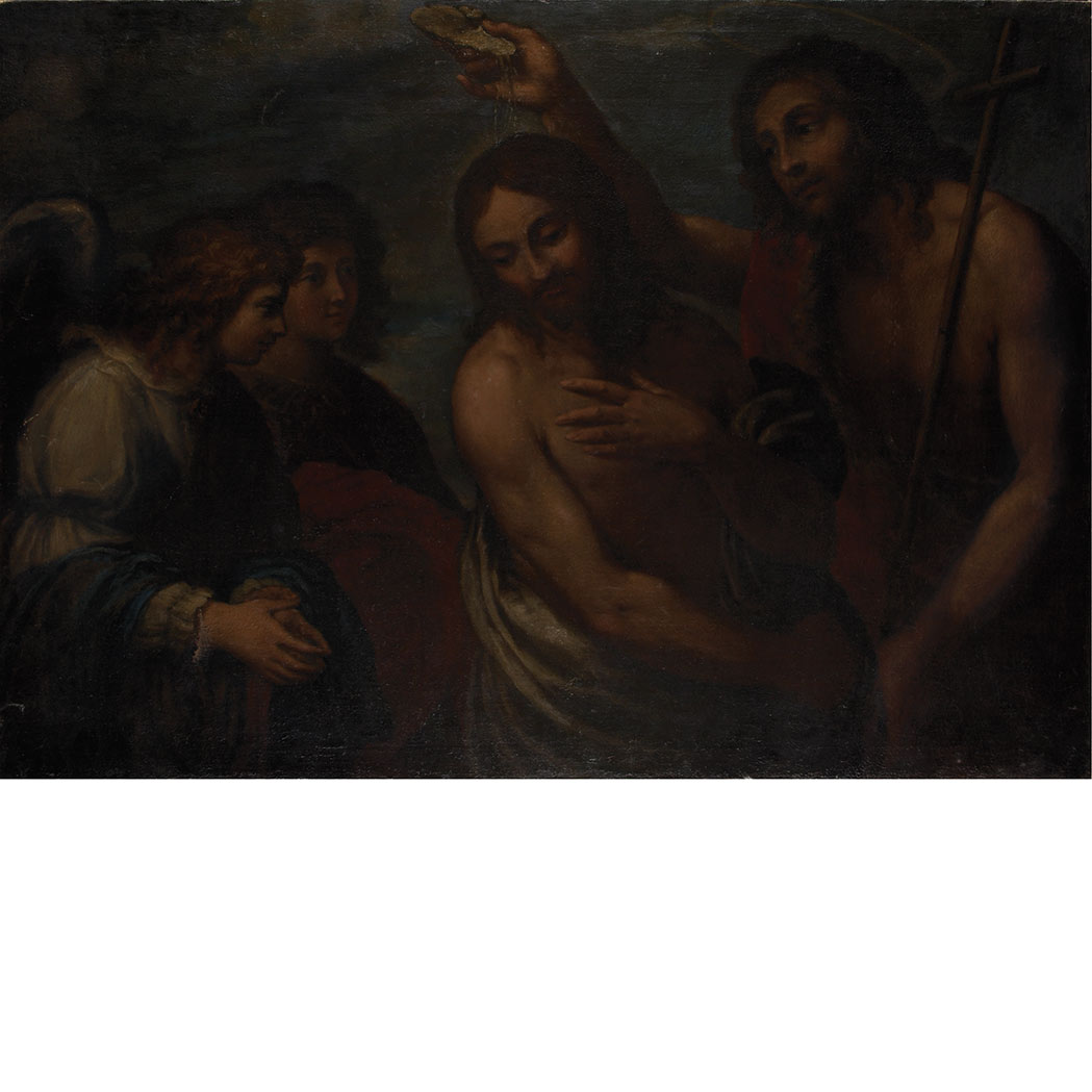 Appraisal: School of Guercino The Baptism of Christ Oil on canvas