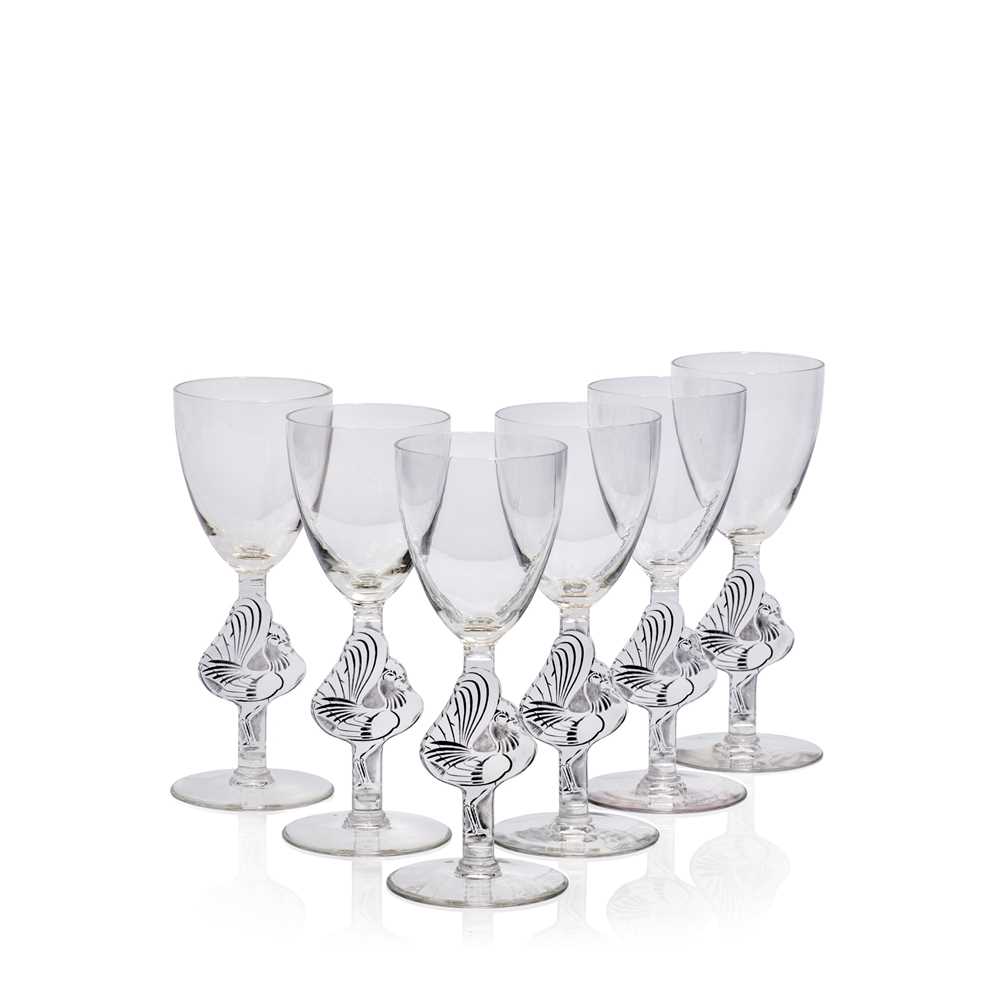 Appraisal: RENE LALIQUE SIX WILLIAM COCKTAIL GLASSES NO designed clear frosted