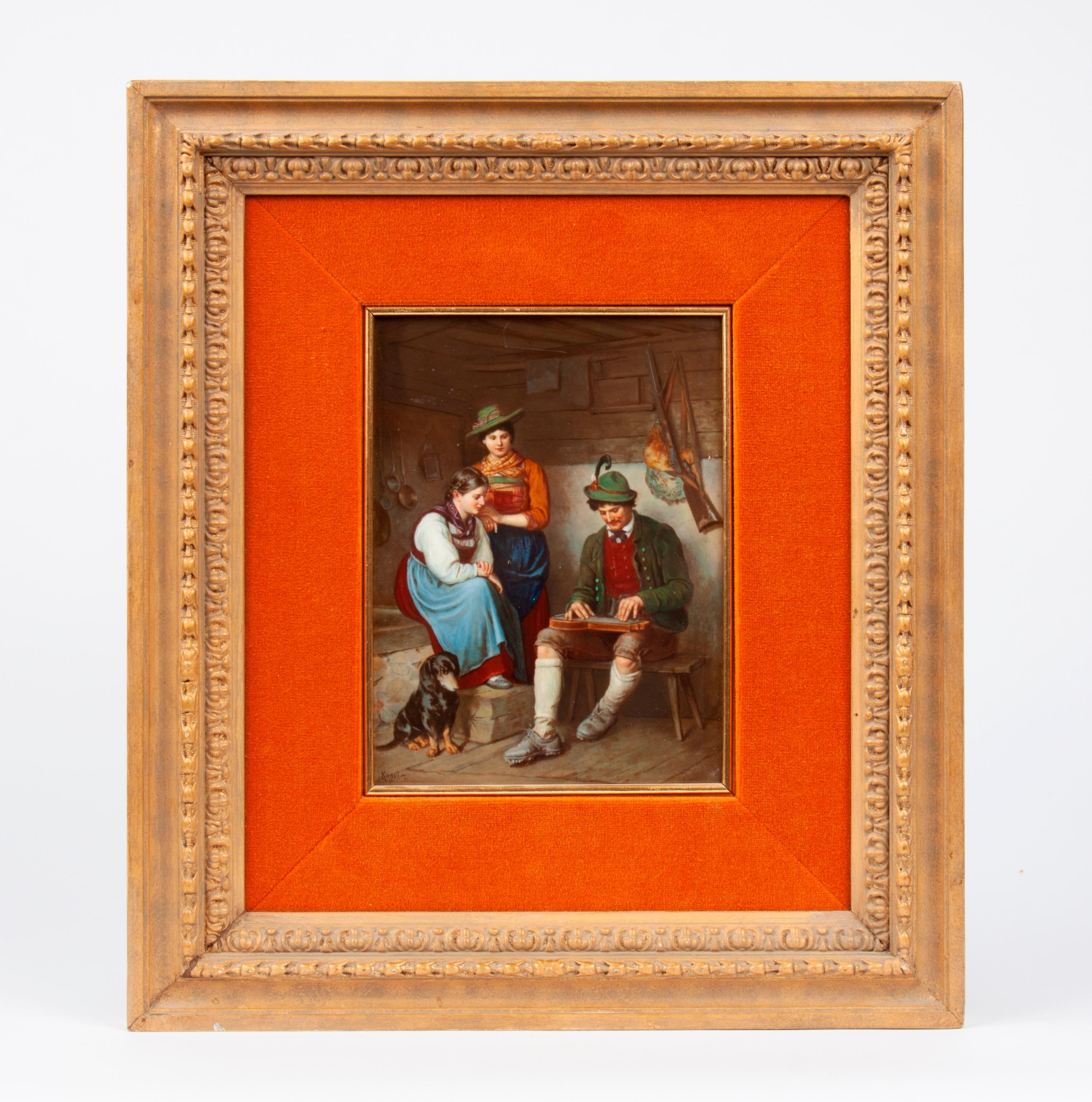 Appraisal: ANTIQUE KPM PORCELAIN PLAQUE WITH GENRE PAINTING A KPM Germany