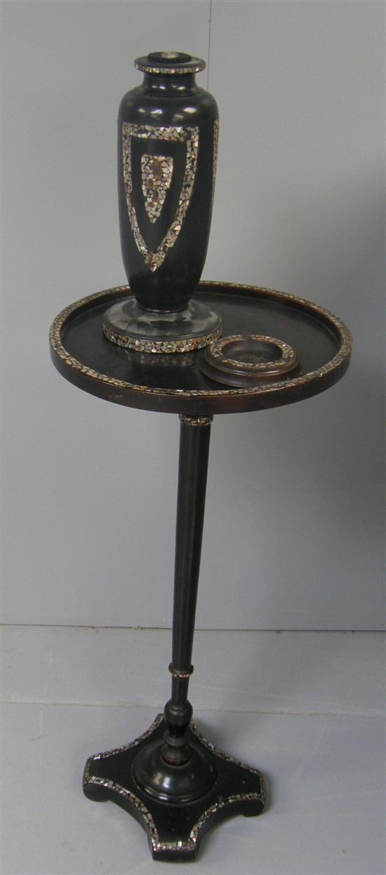 Appraisal: Japanese black laquered and mother of pearl inlaid occasional table